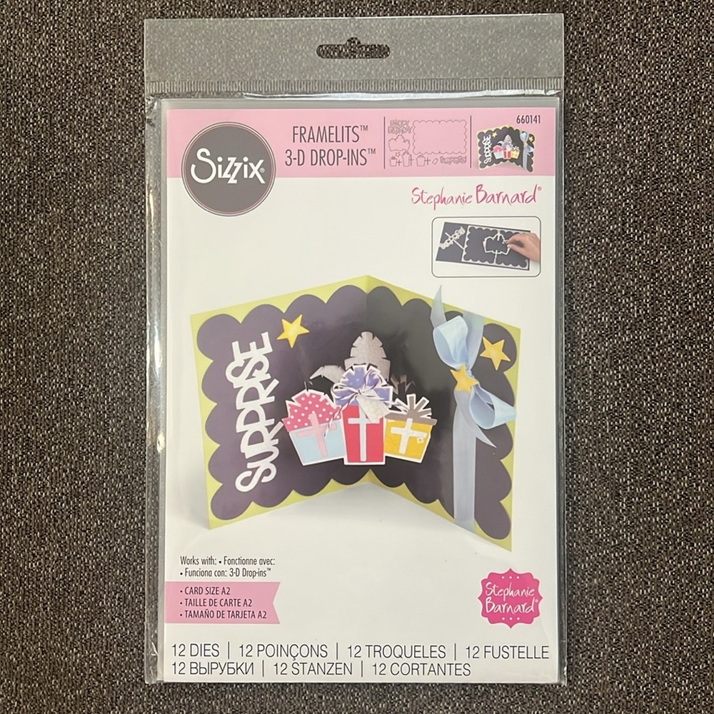 Sizzix Stephanie Barnard SCALLOP W/ GIFTS 3D Drop Ins 660141 Framelits Dies NWT